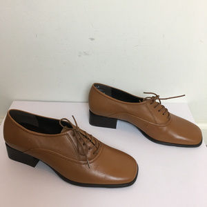 NEW EASY SPIRIT Womens Leather Oxford Shoes Brown